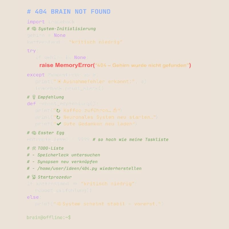 404 Cerveau introuvable Code Python