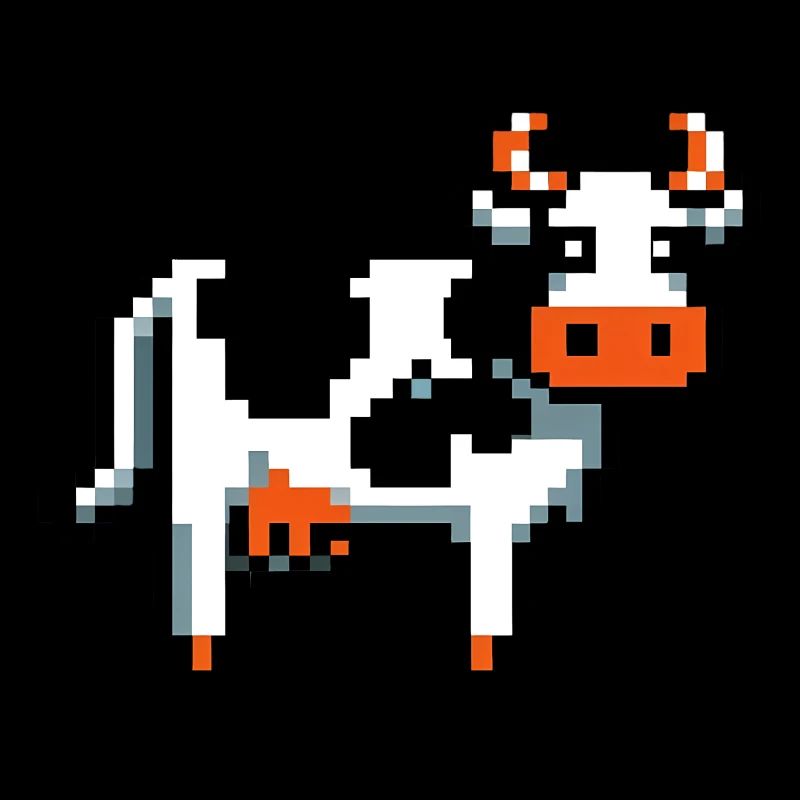 Pixel Cow Retro Pixel Graphics Basic design 2D Pixel