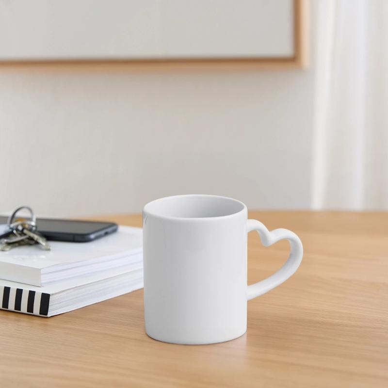 Panoramic mug with heart handle