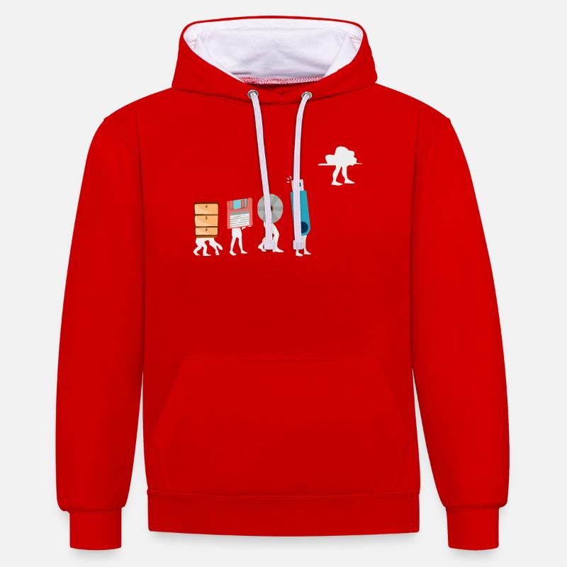 Cloud-Computing-Lustige Programmierer-Daten-KI-Software - Kontrast-Hoodie - Rot/Weiß