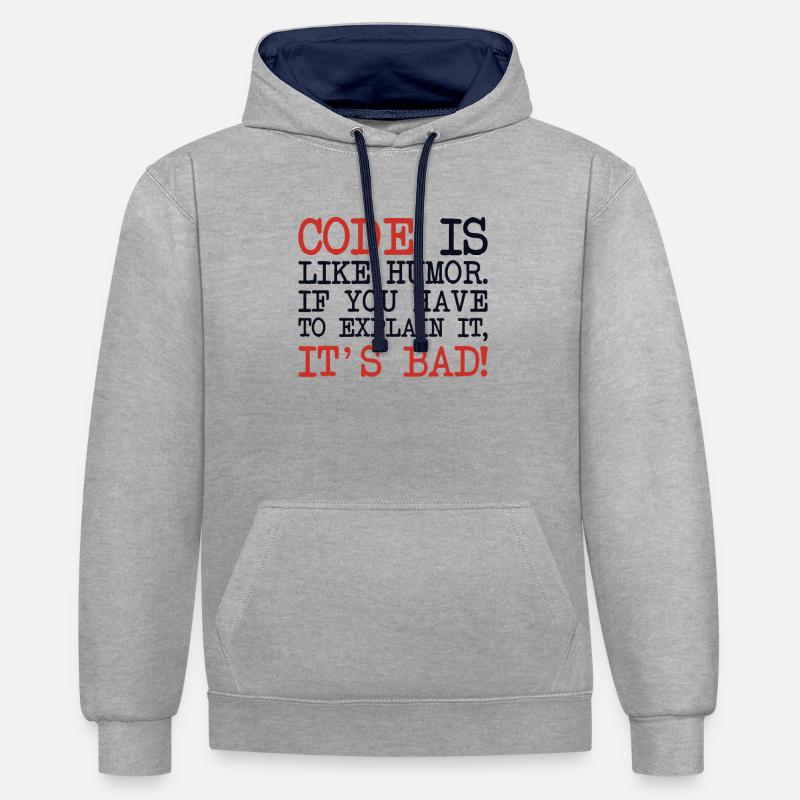 Code Explanation Developer Software Developer - Contrast hoodie - heather grey/navy