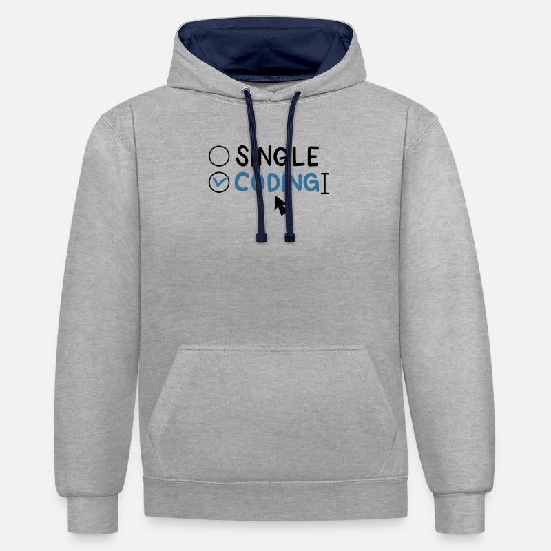 Programmierung Single Coding Software Engineer - Kontrast-Hoodie - Grau meliert/Navy