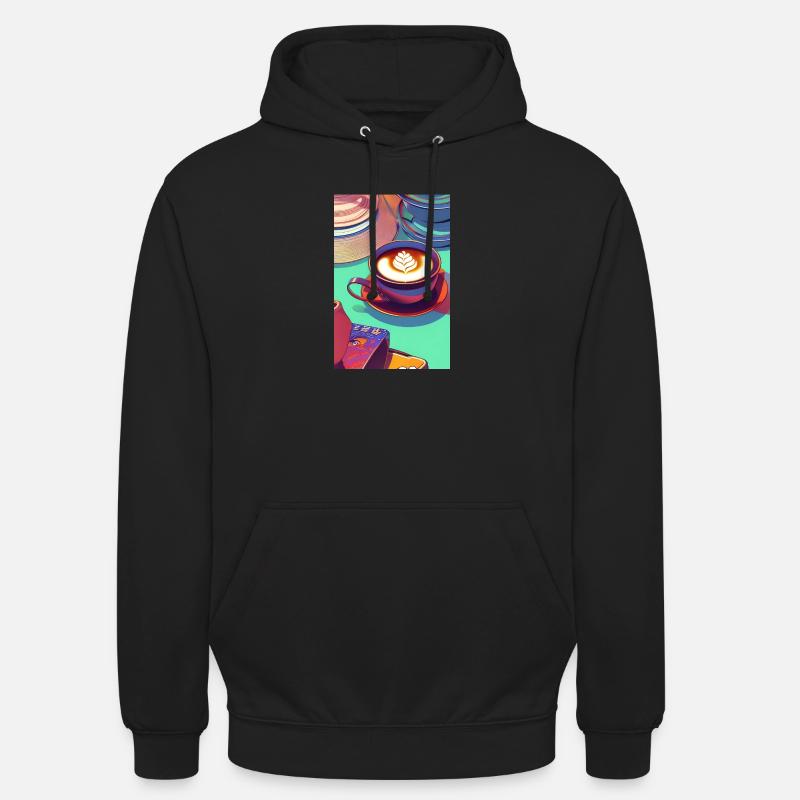 Café, granos de café - Sudadera con capucha unisex - negro