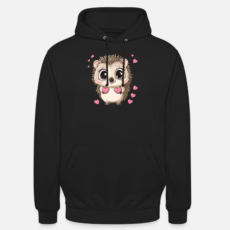 Hedgehog with hearts - Unisex Hoodie - black