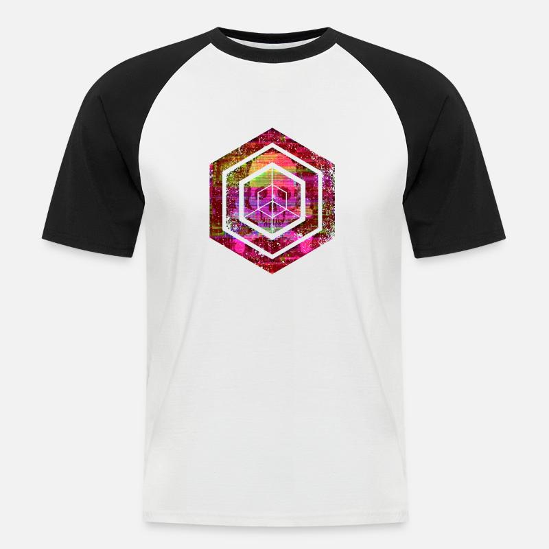 hexagon programming programmer coding geometric - Men's Baseball T-Shirt - white/black