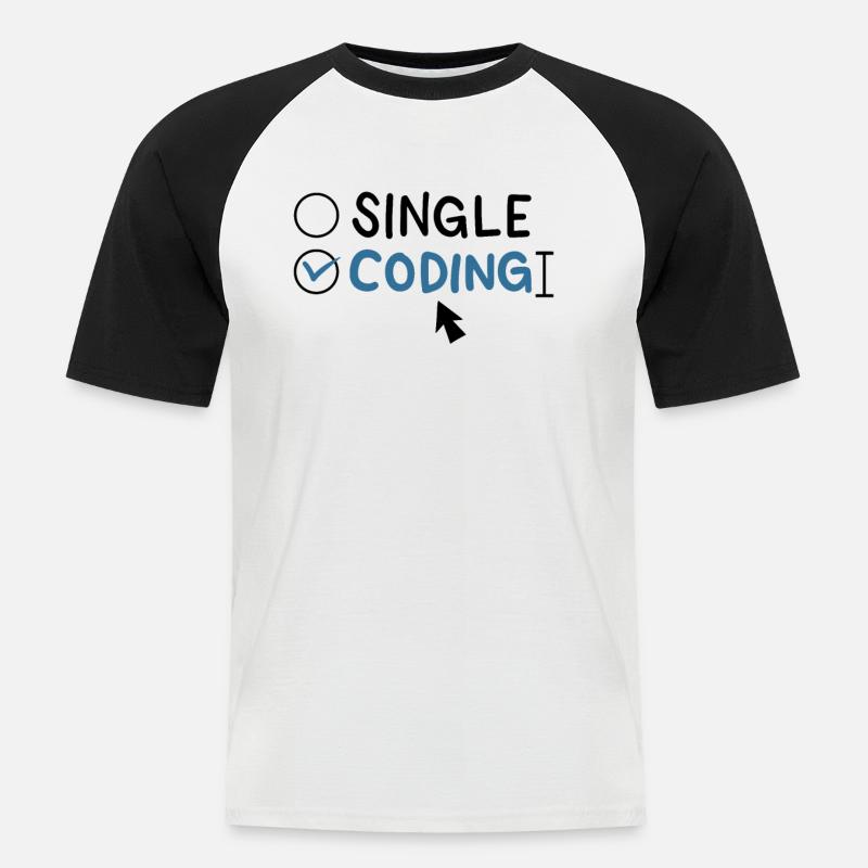 Programmierung Single Coding Software Engineer - Männer Baseball-T-Shirt - Weiß/Schwarz