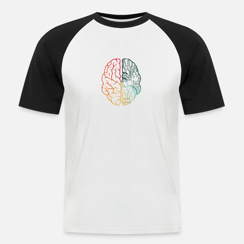 Programmeur Coding - Developer Programming Brain - T-shirt baseball manches courtes Homme - blanc/noir