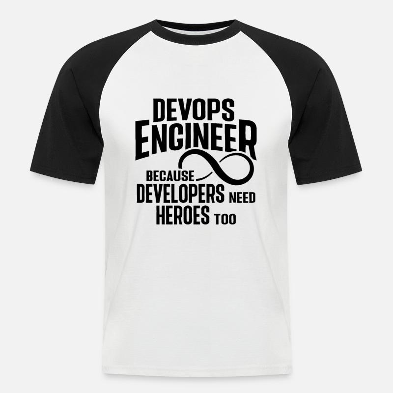 Sys-Admin Developer Devops Engineer - Men's Baseball T-Shirt - white/black