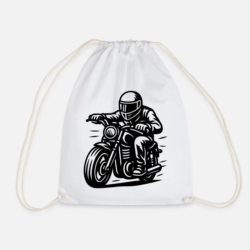 biker - Drawstring Bag - white
