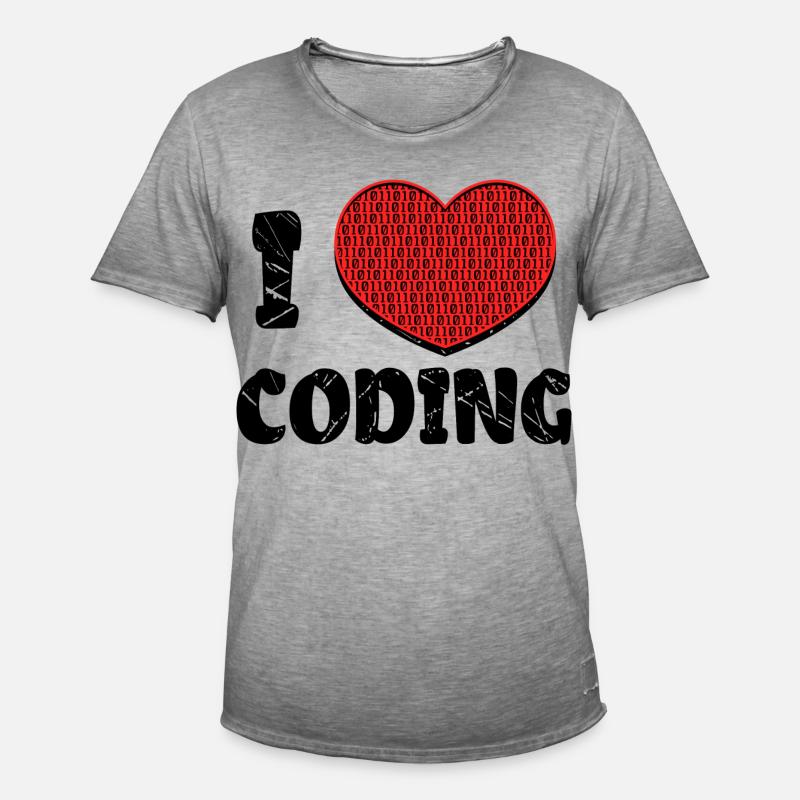 Code Developer Skripting Debug Herz Statement - Männer Vintage T-Shirt - Vintage Grau