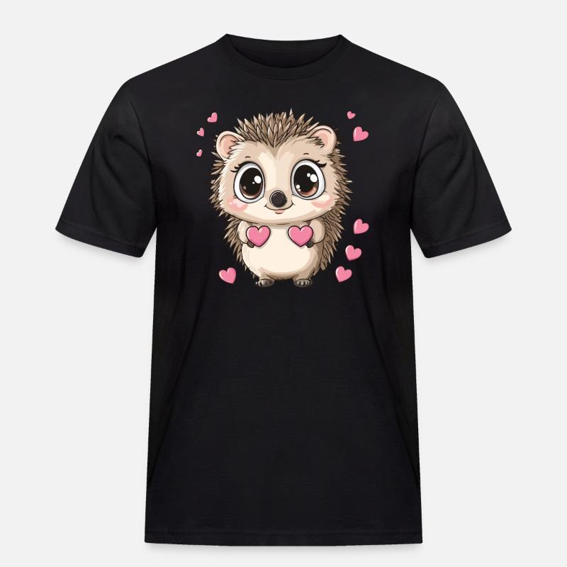 Hedgehog with hearts - Men's Workwear T-Shirt - black
