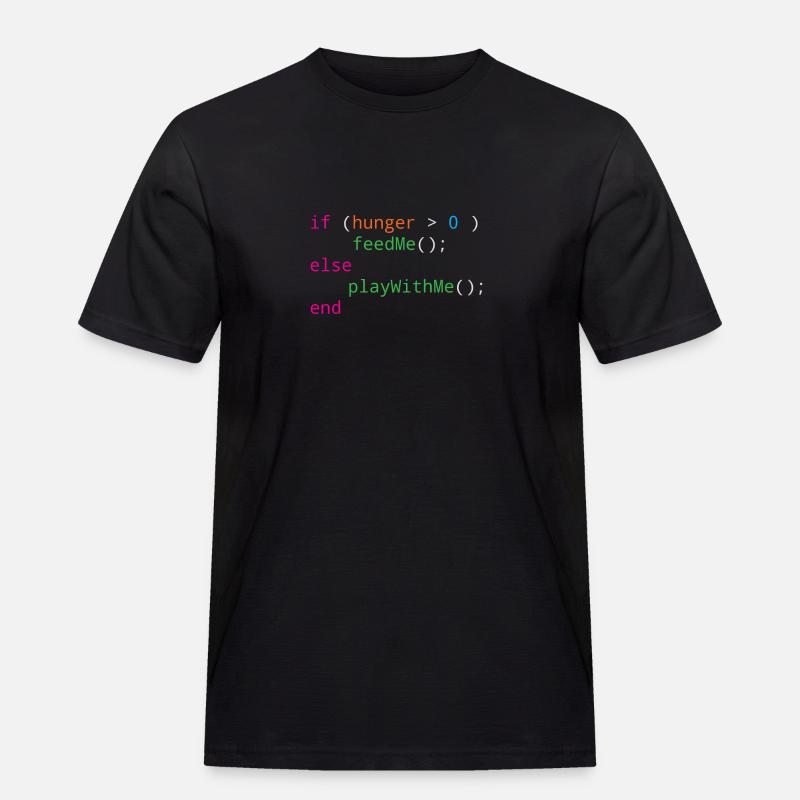 Programmierer Quellcode Hunger oder Spielen - Männer Workwear T-Shirt - Schwarz