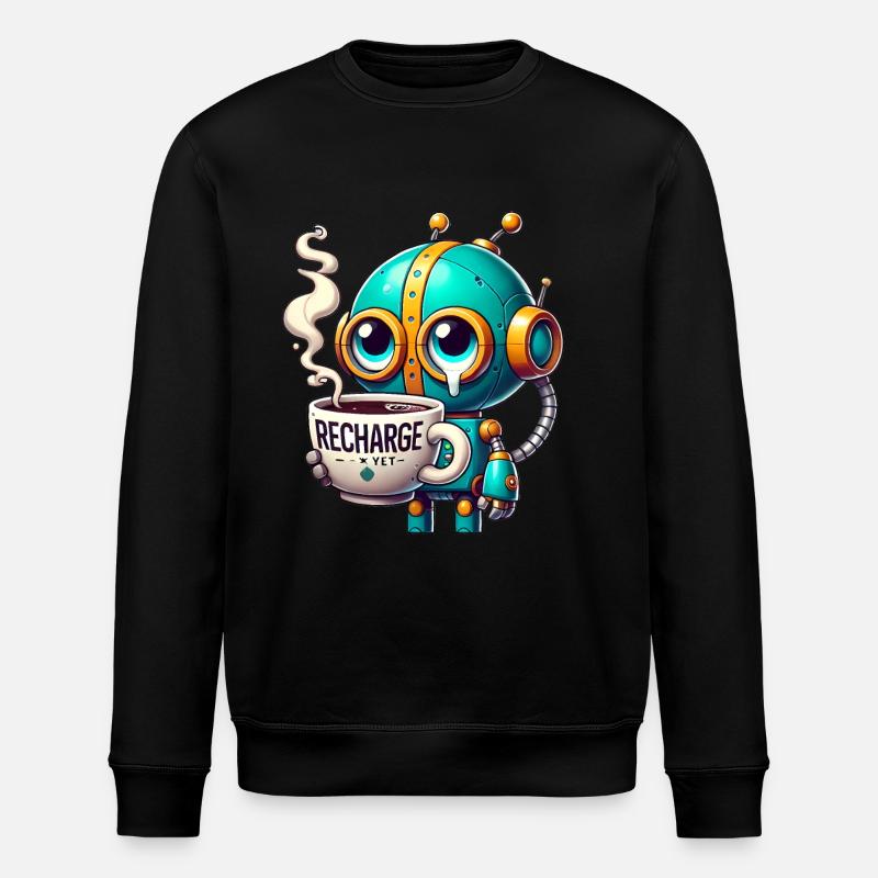 CoffeeFueled Robot Recharge Mode - Stanley/Stella ROLLER Unisex Organic Sweatshirt - black