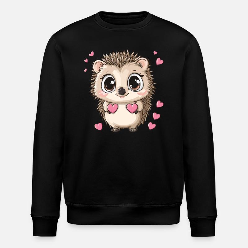 Hedgehog with hearts - Stanley/Stella ROLLER Unisex Organic Sweatshirt - black