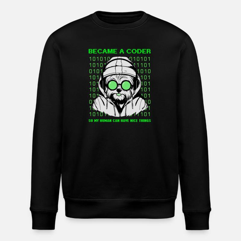 Devenu codeur – Hacker Dog Binary Look - Sweat bio ROLLER Stanley/Stella Unisexe - noir
