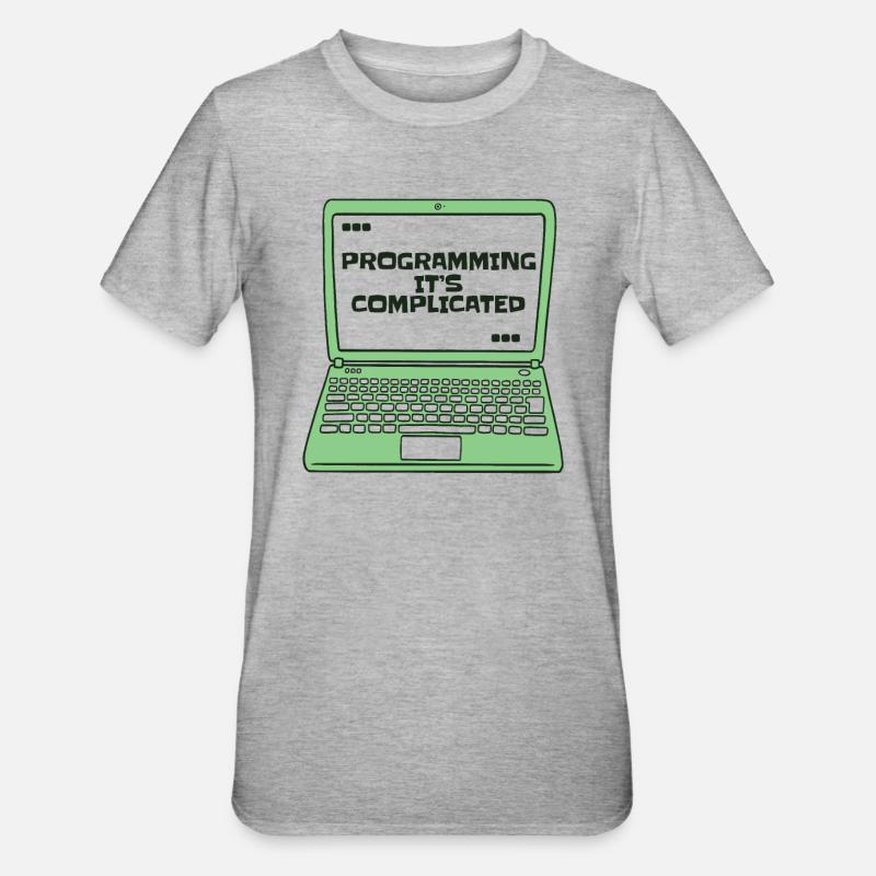 Programming It's Complicated Developer Coder - Unisex Polycotton T-Shirt - Grau meliert