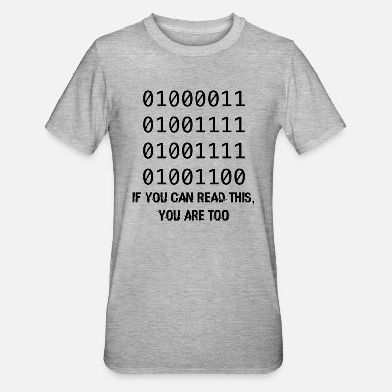 Computer Binary Code Developers Gift - Unisex Polycotton T-Shirt - heather grey