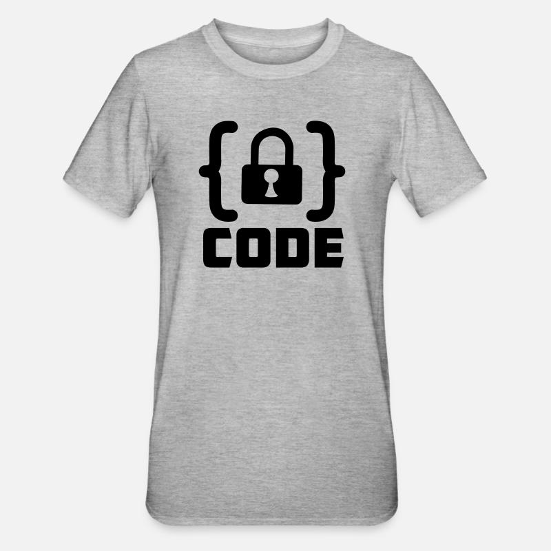 Code with lock programmer - Unisex Polycotton T-Shirt - heather grey