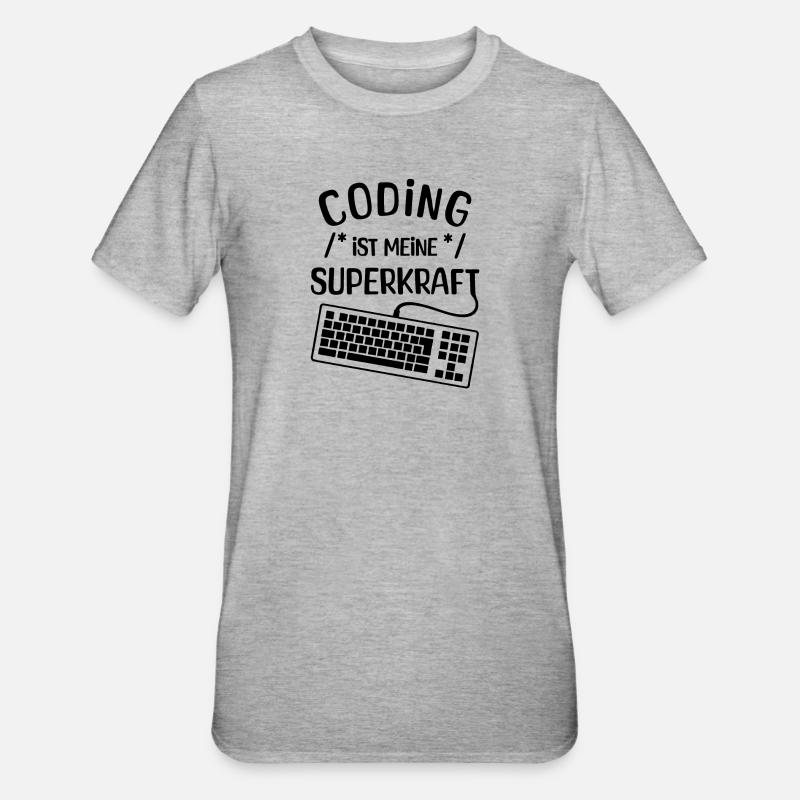 Computer Code Statement Developer Computerfreak - Unisex Polycotton T-Shirt - Grau meliert