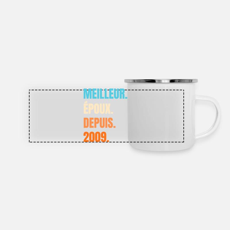 Bester Ehemann seit 2009 Geschenk-Ehemann - Panorama Emaille-Tasse - Weiß