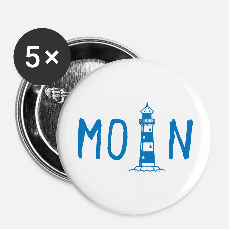 Moin with lighthouse - Buttons small 1''/25 mm (5-pack) - white