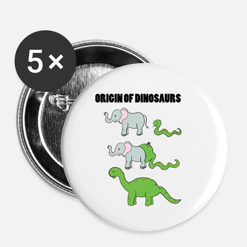 Elephant snake Dino - Buttons small 1''/25 mm (5-pack) - white