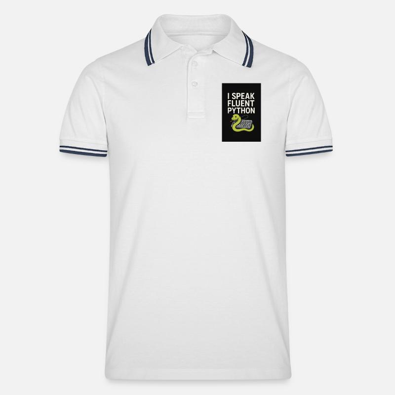 Python Coding Snake - Men's Tipped Polo Shirt - white/navy