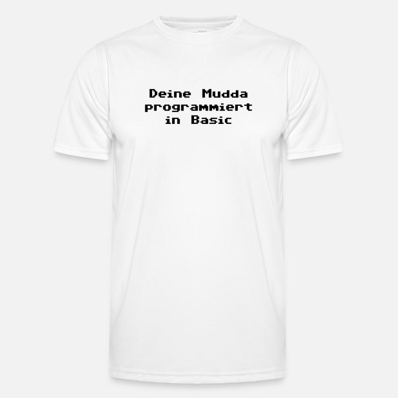 Deine Mudda programmiert in Basic - Männer Funktions-T-Shirt - Weiß
