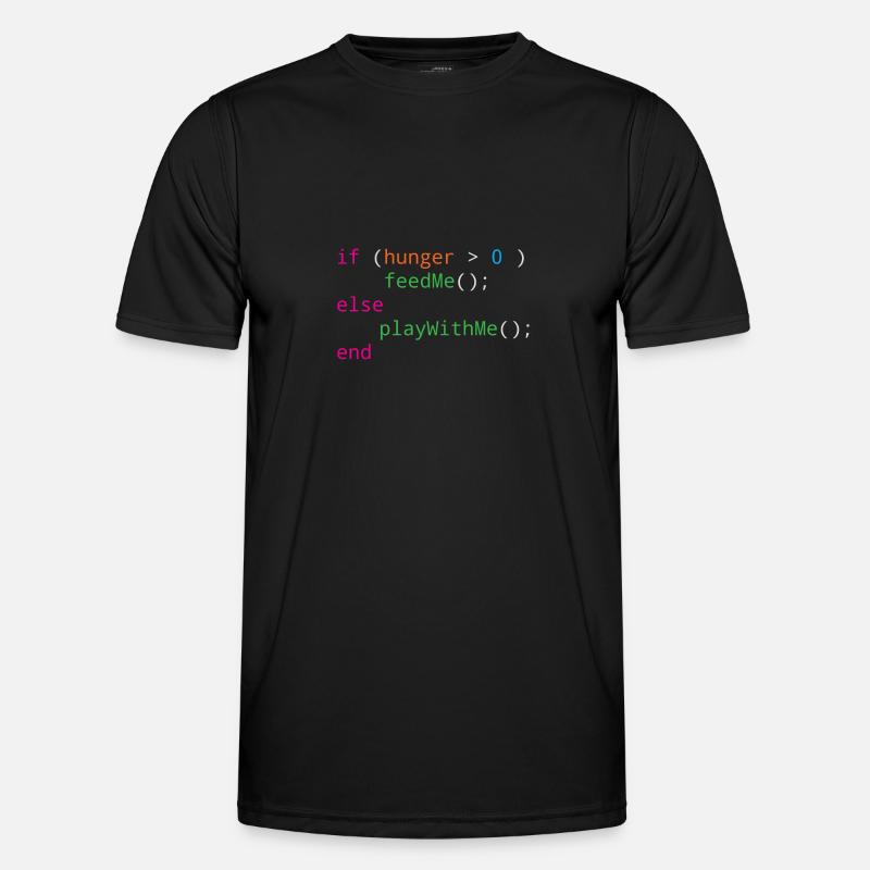 Programmierer Quellcode Hunger oder Spielen - Männer Funktions-T-Shirt - Schwarz