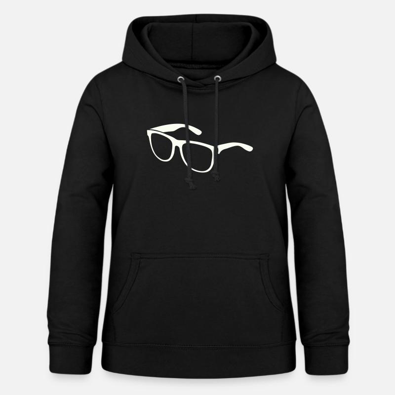 Silueta de gafas de sol Estampado mínimo - Sudadera con capucha para mujer - negro