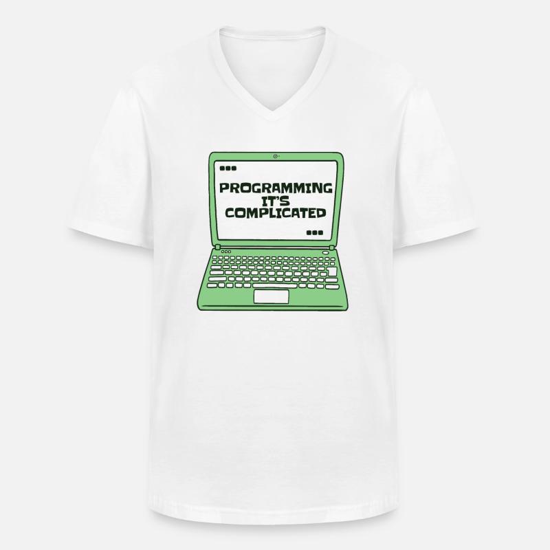 Programming It's Complicated Developer Coder - Männer-T-Shirt mit V-Ausschnitt - Weiß
