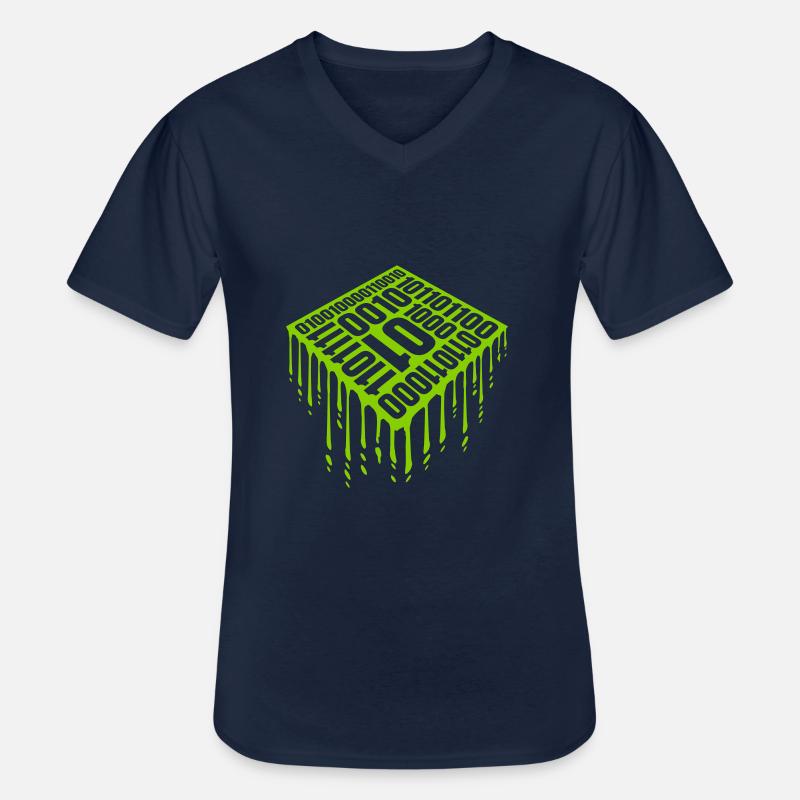 Binary Code Program Language - Men's V-Neck T-Shirt - navy
