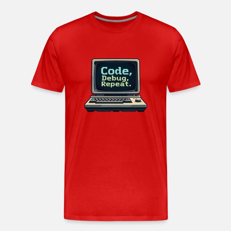 Code Debug Repeat - Software Engineer - Männer Premium Bio T-Shirt - Rot