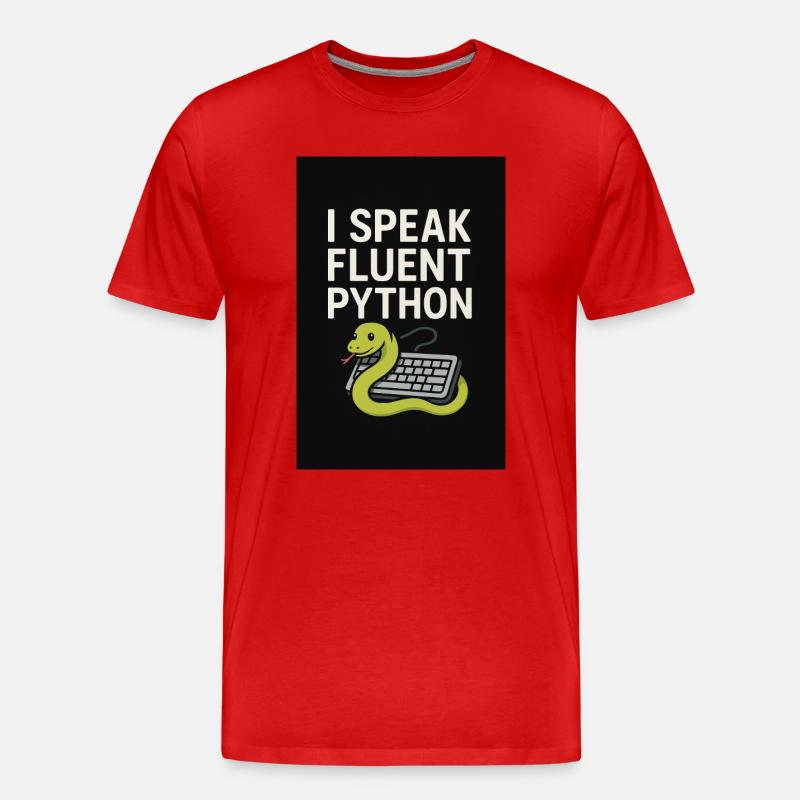 Python Coding Snake - Men's Premium Organic T-Shirt - red