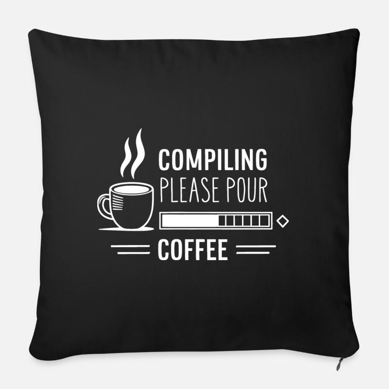 Programmers generate code from coffee - Sofa pillow with filling 45cm x 45cm - black