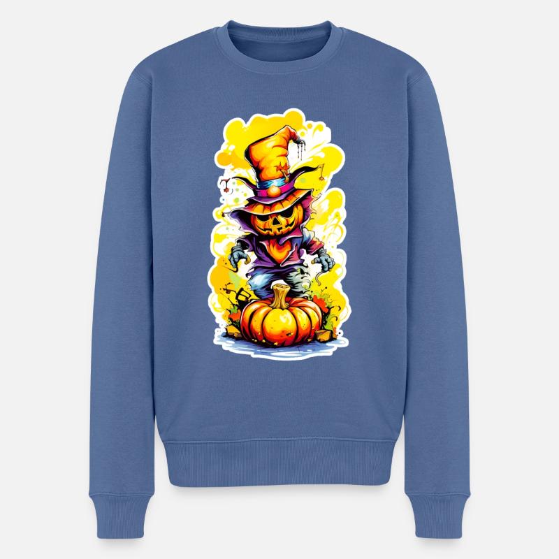 Jack o Lantern 03 - Männer Premium Bio Pullover - Taubenblau