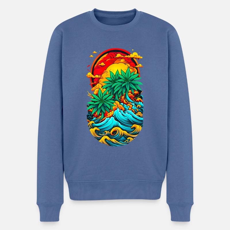 High waves 01 - Männer Premium Bio Pullover - Taubenblau