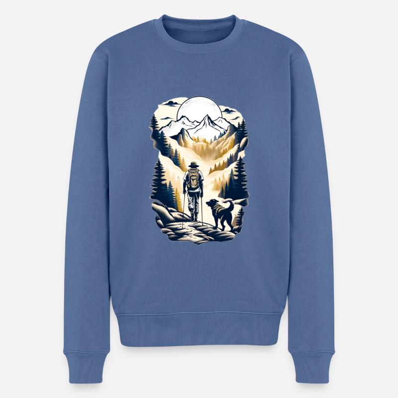 Berge - Männer Premium Bio Pullover - Taubenblau