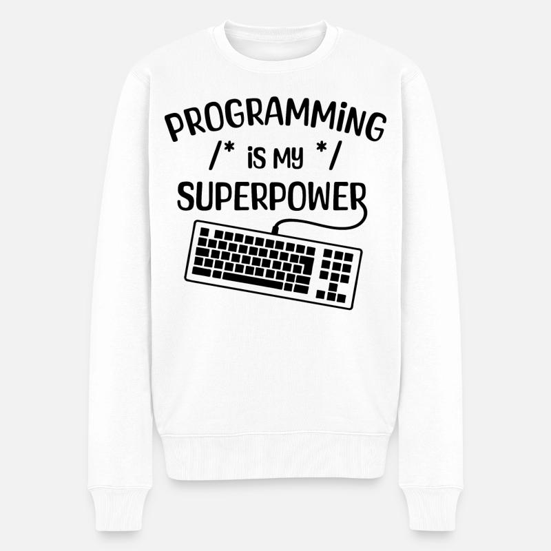 Computerfreak Statement Developer Programmierer - Männer Premium Bio Pullover - Weiß