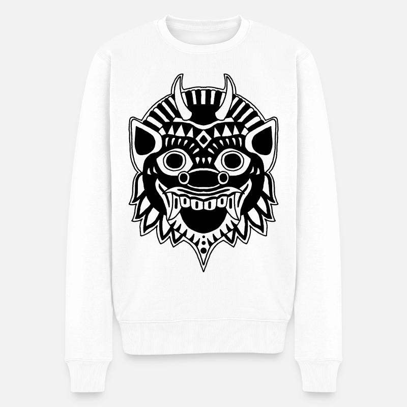 Drache oder Dämon? - Männer Premium Bio Pullover - Weiß