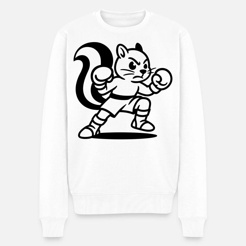 Boxer Eichhörnchen - Männer Premium Bio Pullover - Weiß