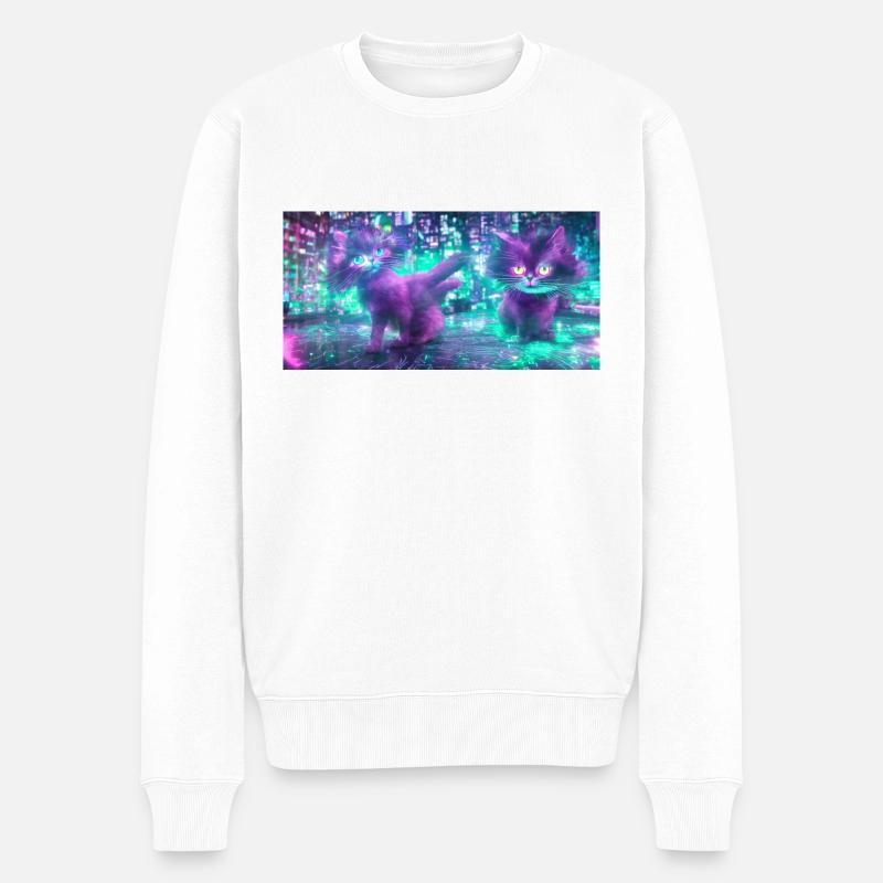 Future Cat - Männer Premium Bio Pullover - Weiß
