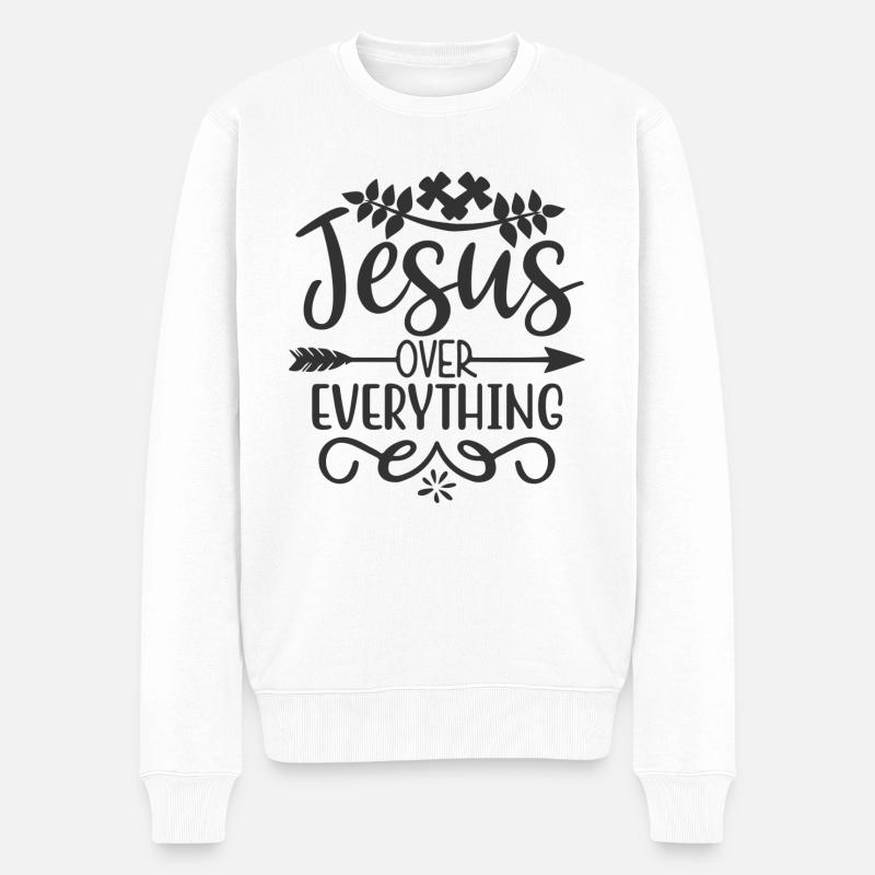 Jesus über alles - Männer Premium Bio Pullover - Weiß