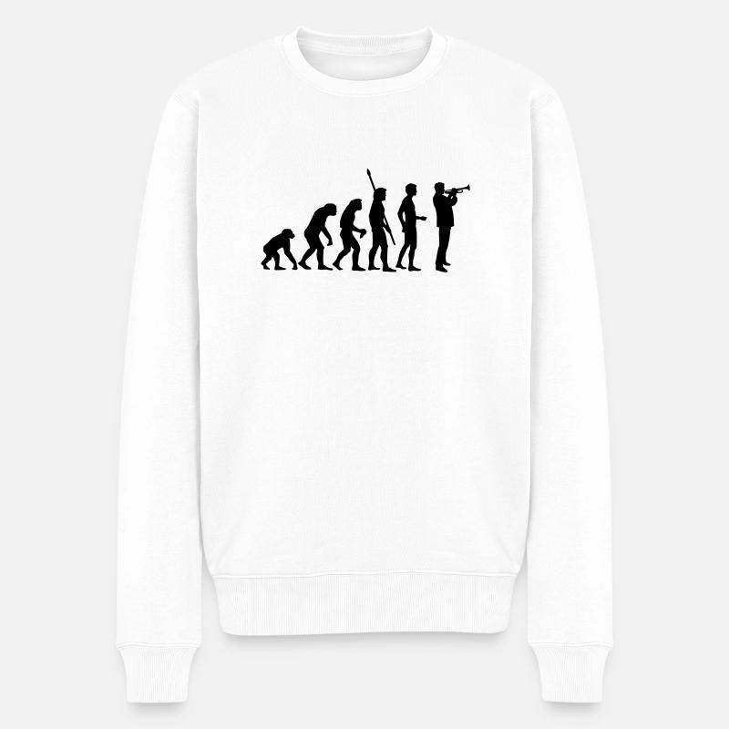 evolution_trompeter - Männer Premium Bio Pullover - Weiß