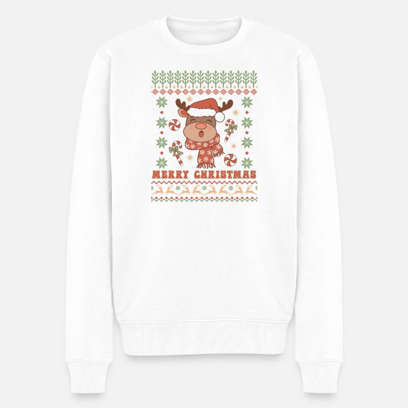 Hässlicher Weihnachtspullover - Männer Premium Bio Pullover - Weiß