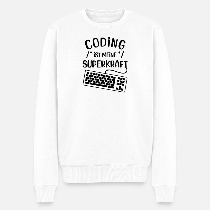 Computer Code Statement Developer Computerfreak - Männer Premium Bio Pullover - Weiß