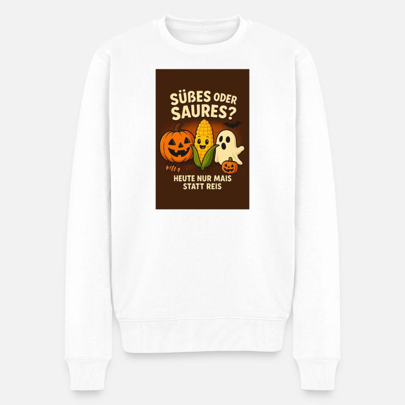 Süßes oder Saures Halloween Spaß - Männer Premium Bio Pullover - Weiß