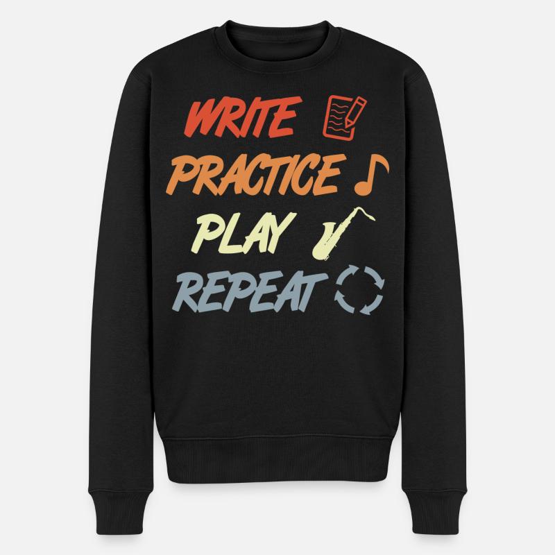 Write Practice Play Repeat - Männer Premium Bio Pullover - Schwarz