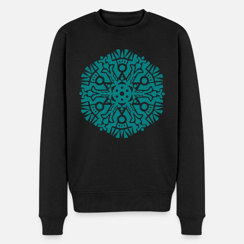 mandala maya pattern - Männer Premium Bio Pullover - Schwarz