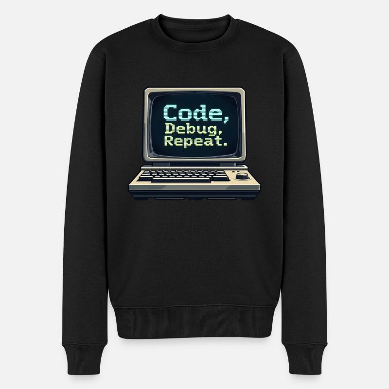 Code Debug Repeat - Software Engineer - Männer Premium Bio Pullover - Schwarz